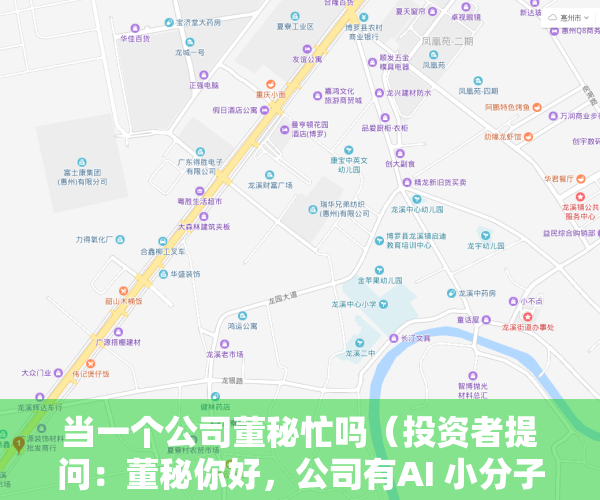 当一个公司董秘忙吗（投资者提问：董秘你好，公司有AI 小分子药物技术领域的涉足吗？）
