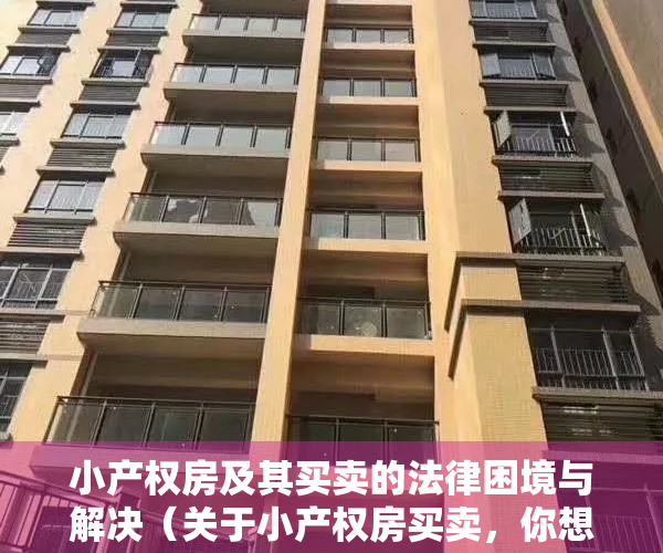 小产权房及其买卖的法律困境与解决（关于小产权房买卖，你想知道的都在这里了）