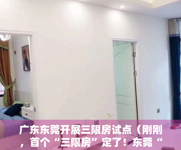 广东东莞开展三限房试点（刚刚，首个“三限房”定了！东莞“半价买房”来了！）
