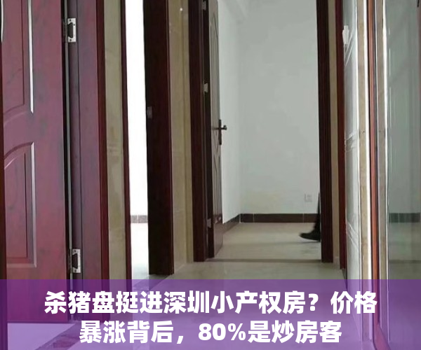 杀猪盘挺进深圳小产权房？价格暴涨背后，80%是炒房客