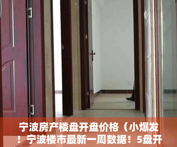 宁波房产楼盘开盘价格（小爆发！宁波楼市最新一周数据！5盘开盘去化率…）
